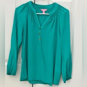 Lilly Pulitzer Elsa Silk Top in Turquoise